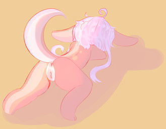 anthro anus butt female genitals lying on_front solo vulva young littlecowgomoo made_in_abyss nanachi lagomorph leporid mammal rabbit absurd_res hi_res