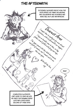 anthro biped blush duo hand_holding heart_symbol letter male male/male text writing_text 0laffson arno_(0laffson) lof_(0laffson) canid canine human mammal maned_wolf 2026 comic english_text hi_res traditional_media_(artwork)