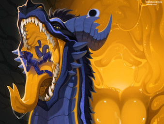 anthro black_hole bodily_fluids drooling duo fangs feral fin fire flippers fur hair horn light_mouth male mouth_shot open_mouth purple_body purple_fur purple_hair saliva saliva_on_tongue saliva_string scales snout spikes teeth throat tongue tongue_out vore yellow_mouth hoffersanchez mythology dragon mythological_creature mythological_scalie scalie digital_drawing_(artwork) digital_media_(artwork) digital_painting_(artwork) hi_res painting_(artwork)