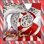 1:1 ai'lu_(law_of_love) anthro big_butt butt butt_shot card_template christmas clothing english_text felid female fur grey_body grey_fur holidays law_of_love legwear mammal pantherine patreon patreon_username postcard raf_art snow_leopard solo spots stockings tail tail_tuft text tuft url