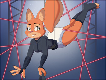 anthro clothed clothing diaper eyebrow_piercing facial_piercing female piercing solo wearing_diaper pieceofsoap dreamworks the_bad_guys diane_foxington canid canine fox mammal hi_res