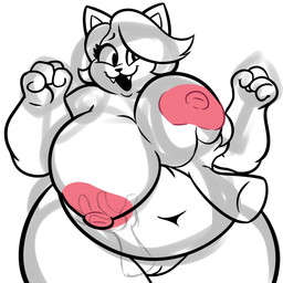 4_fingers anthro areola belly big_areola big_belly big_breasts big_nipples breast_squish breasts disembodied_hand duo eyelashes fangs female female_anthro fingers genitals hair hand_on_breast huge_breasts huge_nipples navel nipple_dip nipples nude nude_anthro nude_female open_mouth open_smile overweight overweight_anthro overweight_female pink_areola pink_nipples simple_background smile squish teeth thick_thighs vulva white_background squeezysquisher undertale_(series) catty_cattenheimer domestic_cat felid feline felis mammal 1:1 2026 digital_drawing_(artwork) digital_media_(artwork) english_description guide_lines hi_res partially_colored unfinished