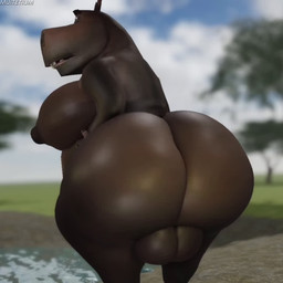anthro anus backsack balls big_butt big_nipples blurred_background brown_body butt butt_jiggle eyebrows genitals jiggling looking_back male moobs nipples puffy_anus rear_view shaking_butt small_tail solo standing tail thick_eyebrows muitetium dreamworks madagascar_(series) moto_moto common_hippopotamus hippopotamid mammal 2026 3d_(artwork) 3d_animation animated digital_media_(artwork) english_description loop no_sound short_playtime video