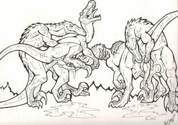 anal bite bodily_fluids claws cum cum_on_ground erection feral fisting foursome genital_fluids genitals group group_sex male male/male male_penetrated male_penetrating male_penetrating_male orgy penetration penis sex tail blaquetygriss dinosaur dromaeosaurid prehistoric_species reptile saurischian scalie theropod velociraptor