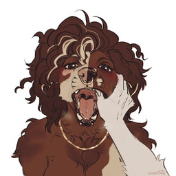 anthro arm_tuft blush brown_body brown_eyes brown_fur brown_hair cheek_tuft duo ear_piercing facial_piercing facial_tuft fangs female female_anthro finger_in_mouth flesh_tunnel front_view fur gauged_ear glistening glistening_eyes hair heart_gauged_ear jewelry lip_piercing looking_at_viewer mouth_play mouth_shot narrowed_eyes neck_tuft necklace nose_piercing nose_ring nude open_mouth piercing pink_tongue ring_piercing septum_piercing septum_ring shoulder_tuft simple_background snakebite_piercing solo_focus teeth tongue tuft uvula white_background white_body white_fur lostgoose canid canine canis domestic_dog mammal 1:1 2024 hi_res