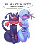 2018 anthro anthrofied black_body black_fur blue_body blush bodily_fluids breasts crying duo elpatrixf english_text eyes_closed female fur generation_2_pokemon generation_7_pokemon genitals litten male nintendo nipples non-mammal_breasts non-mammal_nipples nude open_mouth pokemon pokemon_(species) pussy red_body red_fur simple_background standing tears text white_background wooper