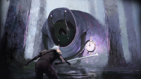 clock clothing coat melee_weapon sword tendrils topwear weapon george-eracleous slay_the_spire ironclad time_eater gastropod humanoid mollusk snail absurd_res hi_res