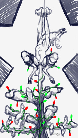 abdominal_bulge anal anal_penetration anthro balls bdsm bondage bound christmas_decorations christmas_lights erection frogtied genitals holidays legs_tied male penetration penis plant solo string_light_bondage string_lights submissive submissive_male tree beastmilk christmas deer mammal new_world_deer reindeer