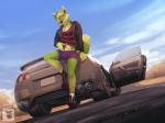 anthro biped bulge car clothed clothing detailed_background footwear jacket leaning legwear male partially_clothed road shirt shoes socks solo topwear vehicle k_98 nissan nissan_gtr citrox canid canine fox mammal 2018 4:3 digital_media_(artwork) watermark