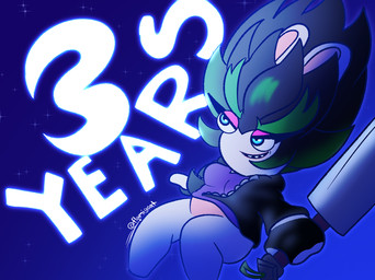 anniversary anthro bent_legs black_clothing black_hair black_handwear black_jacket black_mittens black_topwear blue_eyes blue_sky bottomless bottomless_anthro bottomless_female breasts clothed clothed_anthro clothed_female clothing eyebrows eyelashes female female_anthro floating fur furrowed_eyebrows green_eyebrows green_hair hair handwear holding_melee_weapon holding_object holding_sword holding_weapon jacket left-handed light lips long_ears melee_weapon mitten_hands mittens multicolored_body multicolored_hair noseless number open_clothing open_jacket open_mouth open_smile open_topwear purple_clothing purple_eyelids purple_shirt purple_topwear sharp_teeth shirt short_hair sky smile spiky_hair star starry_sky sword tan_body tan_inner_ear tan_lips tan_skin teeth text thick_eyebrows topwear two_tone_body two_tone_hair weapon white_body white_fur flamigoat mario_bros mario_plus_rabbids_sparks_of_hope nintendo raving_rabbids rayman_(series) ubisoft edge_(mario_plus_rabbids) lagomorph mammal rabbid 2025 artist_name colored crossover digital_drawing_(artwork) digital_media_(artwork) hi_res lighting shaded