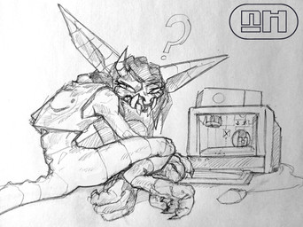 annoyed big_ears bottomless clothed clothing computer electronics facial_piercing female gaming hair horn nose_piercing piercing playing_video_game question_mark septum_piercing solo tail teeth topwear topwear_only vest vest_only nhymm_hundha deadlock valve ivy_(deadlock) gargoyle humanoid absurd_res hi_res sketch
