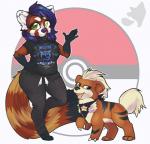 ambiguous_gender anthro clothed clothing female feral fur hair looking_at_viewer overweight overweight_female smile solo standing honesty_(artist) nintendo pokemon pokemon_go team_mystic ailurid articuno canid canine generation_1_pokemon growlithe legendary_pokemon mammal pokemon_(species) red_panda