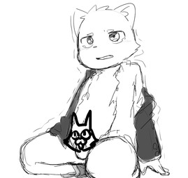 anthro balls bodily_fluids bottomless bottomless_male clothed clothing clothing_around_one_leg creative_censorship crying destroyed_clothing erection eyebrows fangs fur genitals kneeling male open_mouth partially_clothed penis scared school_uniform shaking solo tears teeth trembling underwear underwear_around_one_leg underwear_down uniform white_body white_fur young young_anthro young_male tobyou_222 canid canine canis domestic_dog mammal 2019 censored hi_res monochrome