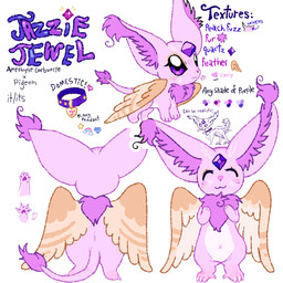 :3 ambiguous_feral ambiguous_gender amethyst_(gem) big_ears biped black_nose claws collar collar_tag eyes_closed feathered_wings feathers feral forehead_gem gem heart_collar_tag inner_ear_fluff jewelry light_belly multiple_angles navel neck_tuft pendant pink_tail_tuft purple_collar purple_eyes purple_inner_ear_fluff quadruped simple_background solo star tail tail_tuft tan_wings text tuft white_background wings x_navel chatoyancy jazzie_jewel avian bird columbid domestic_cat elemental_creature felid feline felis gem_creature hybrid mammal mineral_fauna pigeon 1:1 2023 character_name digital_drawing_(artwork) digital_media_(artwork) english_text hi_res model_sheet
