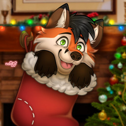 anthro clothing footwear holidays legwear lights male plant socks solo stockings tree naoto christmas canid canine fox mammal 1:1 hi_res
