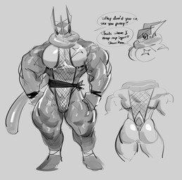 abs anthro anthrofied armband barazoku biceps big_muscles big_pecs biped butt clothing dialogue fishnet_clothing long_tongue male muscular muscular_anthro muscular_male muscular_thighs ninja nude nude_anthro nude_male pecs rear_view scar solo tail text tongue tongue_out warrior wrappings chesschirebacon nintendo pokemon amphibian frog generation_6_pokemon generation_9_pokemon greninja pokemon_(species) 2025 digital_drawing_(artwork) digital_media_(artwork) english_text hi_res monochrome