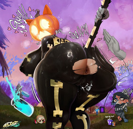 anthro anus beverage big_breasts big_butt biped blood bodily_fluids breasts butt butt_slap clothed clothing detailed_background dialogue disembodied_hand eyelashes female fish_hook fishing_rod food for_a_head fries fruit hook huge_butt knife looking_back nether_portal outside plant portal pumpkin pumpkin_head pupils skinsuit slap slurp_juice tail tail_grab text thick_thighs three-quarter_view tight_clothing torn_clothing torn_skinsuit vegetable wardrobe_malfunction tudduls epic_games fortnite friday_the_13th_(series) microsoft minecraft mojang xbox_game_studios cate_meowdy jason_voorhees meow_skulls raven_team_leader shane_dawson spice_(fortnite) steve_(a_minecraft_movie) steve_(minecraft) animate_inanimate domestic_cat elemental_creature elemental_humanoid felid feline felis flora_fauna food_creature food_humanoid humanoid living_vegetable mammal object_head plant_humanoid vegetable_humanoid