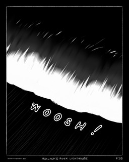 black_background black_border border darkness exclamation_point motion_blur sea simple_background sound_effects water wave zero_pictured sharkinthepark 2025 4:5 absurd_res comic greyscale hi_res monochrome