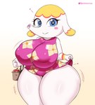 anthro big_breasts breasts clothing dress female nipple_outline solo thick_thighs startop animal_crossing nintendo margie_(animal_crossing) elephant elephantid mammal proboscidean hi_res