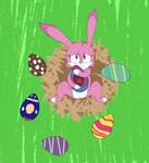 anthro easter_egg egg embarrased_horny embarrassed female fur genitals grass holding_object holidays long_ears nest ovum pink_body pink_fur plant pussy seductive smile solo sperm_cell spread_legs spreading young anonymous_artist chao_tales easter sega sonic_the_hedgehog_(series) lagomorph leporid mammal rabbit absurd_res hi_res
