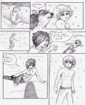 ambiguous_gender canid canine canis clothed clothing comic coop_(wrng) dialogue duo english_text female feral graphite_(artwork) greyscale human male mammal monochrome natsume_(wrng) natsumewolf oz_(wrng) pencil_(artwork) rikku text traditional_media_(artwork) wolf wolf's_rain wolf's_rain_next_generation