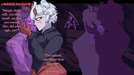 breast_squish breasts dominant dominant_female duo female french_kissing gripping_hair holding_head kissing male male/female oral oral_penetration penetration purple_tongue size_difference softdom squish submissive submissive_male tongue tongue_fucking 404unstable helltaker beelzebub_(helltaker) demon human humanoid mammal hi_res