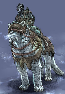 anthro armor claws clothed clothing feral male mount nails reins riding saddle shield yellow_eyes tomato_(artist) bethesda_game_studios microsoft the_elder_scrolls the_elder_scrolls_online sharp-as-night argonian felid lizard mammal prehistoric_species reptile saber-toothed_tiger scalie