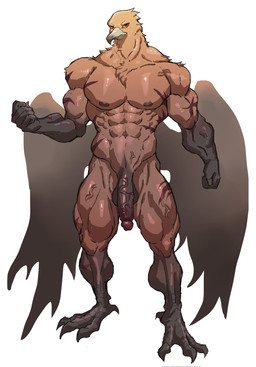 abs anthro balls beak biceps big_penis brown_body darkened_balls darkened_genitalia darkened_penis deltoids erection feathers feet genitals glans humanoid_genitalia humanoid_penis looking_at_viewer male muscular muscular_calves muscular_male nipples nude obliques pecs penis scar simple_background solo trapezius vein veiny_penis white_background wings amoyy0118 elden_ring elden_ring_nightreign fromsoftware guardian_(nightreign) accipitrid accipitriform avian bird mammal digital_drawing_(artwork) digital_media_(artwork) hi_res