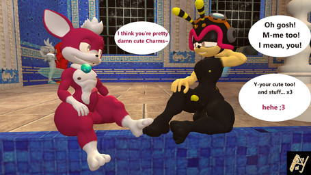 3_toes 5_toes anthro barefoot duo_focus exhibitionism feet flirting flirting_look foot_fetish foot_play footsie group hindpaw male male/male nervous paws poolside public public_exposure public_nudity seductive shy soles text toes aldenyates sega sonic_the_hedgehog_(series) sonic_unleashed charmy_bee chip_(sonic) knuckles_the_echidna silver_the_hedgehog arthropod bee canid canine canis chihuahua domestic_dog gaia hymenopteran insect mammal toy_dog 16:9 3d_(artwork) 4k absurd_res digital_media_(artwork) english_text hi_res source_filmmaker_(artwork) widescreen