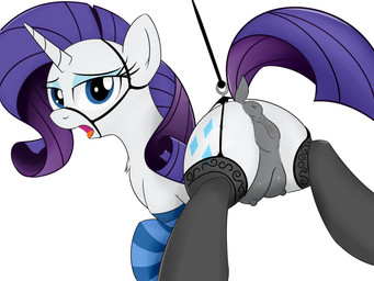 anatomically_correct anatomically_correct_anus anatomically_correct_genitalia anatomically_correct_vulva animal_genitalia animal_vulva anus blue_eyes blue_eyeshadow bridle clothed clothed_feral clothing crotch_breasts cutie_mark darkened_genitalia dock_(anatomy) equine_anus equine_genitalia equine_vulva eyeshadow female feral footwear fur genitals grey_vulva hair horn legwear makeup nipples open_mouth pattern_clothing pattern_footwear pattern_legwear pattern_socks puffy_anus purple_hair purple_tail raised_tail rear_view socks solo striped_clothing striped_footwear striped_socks stripes suspension tail teats vulva white_body white_fur noodlestoat friendship_is_magic hasbro my_little_pony mythology rarity_(mlp) equid equine horse mammal mythological_creature mythological_equine pony unicorn 2015 absurd_res digital_drawing_(artwork) digital_media_(artwork) hi_res