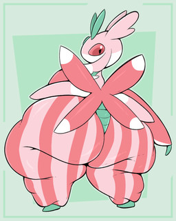 anthro big_butt bottom_heavy butt female huge_butt huge_hips huge_thighs hyper hyper_butt hyper_hips hyper_thighs looking_at_viewer pink_body rear_view solo thick_thighs wide_hips veryfilthything nintendo pokemon arthropod generation_7_pokemon insect lurantis mantis pokemon_(species) 2026 digital_media_(artwork) hi_res