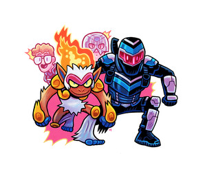 5_fingers 5_toes anthro armor assassin blue_eyes blue_fingers blue_hands blue_toes brown_hair clothing curly_hair eyewear feet fingers fire fist flaming_hair fur glasses group hair headgear helmet male mouth_closed open_mouth orange_body orange_fur pointy_ears pose pseudo_hair red_mask simple_background suit superhero superhero_costume toes trio white_background yellow_sclera dan_hipp dc_comics nintendo peacemaker_(series) pokemon peacemaker vigilante_(dc) generation_4_pokemon human infernape mammal pokemon_(species) primate 2025 crossover signature traditional_media_(artwork)