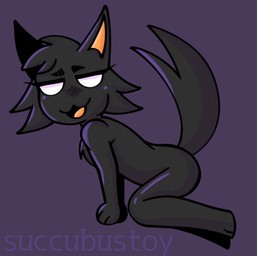 anthro chibi female pose posing_for_the_viewer posing_nude solo tail succubustoy felid feline mammal hi_res pinup