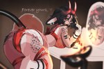 anthro black_hair clothing female hair horn lingerie pink_body red_horn solo spade_tail tail noviikona jonah_sanruri deer demon mammal new_world_deer succubus white-tailed_deer absurd_res hi_res
