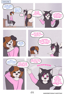 ambiguous_gender anthro black_hair blue_eyes brown_hair chair clothing comic_panel desk dialogue duo femboy femboy/femboy furniture hair leggings legwear male male/male office_chair on_chair open_mouth pink_clothing pink_eyes pink_shirt pink_topwear shirt simple_background sitting sitting_on_chair speech_bubble standing table tail text topwear woofyrainshadow sammi_(woofyrainshadow) woofy_(woofyrainshadow) canid canine canis domestic_dog husky mammal nordic_sled_dog siberian_husky spitz 2025 colored comic digital_drawing_(artwork) digital_media_(artwork) english_text hi_res