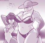 age_difference anthro beach beak big_breasts bikini breasts clothing duo eyewear female glasses hat headgear headwear horn larger_female mature_anthro mature_female navel older_female one-piece_swimsuit seaside size_difference small_breasts smaller_female smile stocky swimwear text thick_thighs two-piece_swimsuit younger_female marik_azemus34 dio_leila helga_vanilla avian bird bovid caprine goat mammal owl hi_res monochrome url daughter_(lore) mother_(lore) mother_and_child_(lore) mother_and_daughter_(lore) parent_(lore) parent_and_child_(lore) parent_and_daughter_(lore) stepdaughter_(lore) stepmother_(lore) stepparent_(lore)