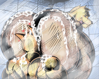 against_surface anthro ass_on_glass bathing big_butt black_nose body_hair butt butt_hair butt_squish duo face_in_ass glass hairy hairy_legs head_tuft heart_symbol hearts_around_head huge_butt looking_at_another looking_at_partner looking_back looking_pleasured male male/male muscular muscular_anthro muscular_male nude on_glass orange_body presenting presenting_hindquarters seductive shower showering soap_bubbles squish suds tongue tongue_out tuft wet furryonline1 nt6969 dog_man_(series) dog_man_(character) petey_the_cat canid canine canis domestic_cat domestic_dog felid feline felis mammal tabby_cat