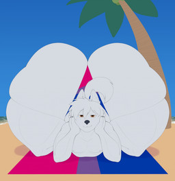 3_fingers anthro arm_support bangs beach bent_legs big_butt bisexual_pride_colors black_claws black_nose blue_sky blue_towel brown_eyes butt claws clear_sky closed_smile clothed clothed_anthro clothed_male clothing eyebrow_through_hair eyebrows finger_claws fingers fluffy fluffy_tail fur hair huge_butt huge_thighs hyper hyper_butt leaning_on_elbow lgbt_pride light looking_at_viewer lying lying_on_towel male male_anthro mouth_closed multicolored_clothing multicolored_thong multicolored_underwear nipples on_front palm_tree pink_clothing pink_thong pink_underwear plant pride_color_thong pride_color_towel pride_colors sea short_hair sky smile smiling_at_viewer solo tail text thick_thighs thin_eyebrows thong topless topless_anthro topless_male towel translucent translucent_hair tree underwear water white_body white_fur white_hair white_nipples white_tail wide_hipped_anthro wide_hipped_male lyratrchubby yuri_zolanski canid canine canis domestic_dog mammal nordic_sled_dog samoyed spitz 2025 artist_name colored digital_drawing_(artwork) digital_media_(artwork) english_description hi_res lighting portrait shaded