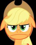 absurd_res alpha_channel applejack_(mlp) blonde_hair clothing cowboy_hat earth_pony equid equine felix-kot female feral friendship_is_magic frown green_eyes hair hasbro hat headgear headwear hi_res horse looking_at_viewer mammal my_little_pony pony simple_background solo transparent_background