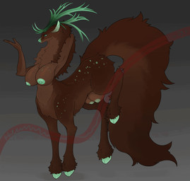 antlers areola big_breasts breasts brown_body brown_fur female fur hair hooves horn nipples nude simple_background solo teats thick_thighs khemmmis deer deer_taur mammal mammal_taur new_world_deer new_world_deer_taur reindeer reindeer_taur taur absurd_res hi_res