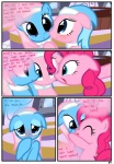 absurd_res aloe_(mlp) blue_body blue_eyes blue_hair blush border comic dialogue earth_pony english_text equid equine female feral friendship_is_magic hair hasbro hi_res horse lotus_(mlp) mammal my_little_pony pink_body pink_hair pinkie_pie_(mlp) pony pyruvate text white_border