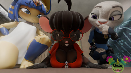 anthro big_breasts breast_squish breasts crush female female_anthro group male male/female micro squish teasing trio uraeus wide_hipped_anthro wide_hipped_female wide_hips omananimations zy0n7_(modeler) animal_crossing disney gwen_geek nintendo zootopia ankha_(animal_crossing) anon gwen_martin judy_hopps animal_humanoid cat_humanoid domestic_cat european_rabbit felid felid_humanoid feline feline_humanoid felis humanoid lagomorph leporid mammal mammal_humanoid mouse murid murine oryctolagus rabbit rodent 16:9 3d_(artwork) absurd_res digital_media_(artwork) hi_res widescreen