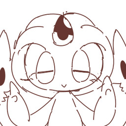 2_fingers ambiguous_gender calm eyes_closed feral fingers front_view noseless simple_background simple_eyes smile solo tail white_background crepix nintendo pokemon generation_4_pokemon legendary_pokemon pokemon_(species) uxie 1:1 2015 half-length_portrait low_res monochrome portrait