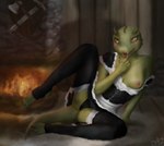 4_toes amber_eyes anthro axe blush breasts clothed clothing clothing_aside detailed_background duo exposed_breasts faceless_character feet female female_focus fire fireplace front_view green_body horn inside inviting legwear licking looking_up maid_uniform medium_breasts melee_weapon nervous_smile nipples on_ground one_leg_up open_clothing panties presenting pupils raised_leg reclining seductive self_lick skimpy slit_pupils solo_focus spikes spread_legs spreading stirrup_legwear stirrup_stockings stockings sword teeth toeless_legwear toes tongue tongue_out underwear uniform upskirt weapon hootingfish bethesda_game_studios microsoft skyrim the_elder_scrolls the_lusty_argonian_maid lifts-her-tail argonian scalie 2022 digital_media_(artwork) digital_painting_(artwork) hi_res shaded