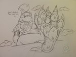 3_toes anthro bodily_fluids claws dialogue feet foot_fetish hindpaw male musk musk_clouds paws solo sweat sweatdrop text toe_claws toes worship_request cloudshywolf mario_bros nintendo bowser_jr. 4:3 absurd_res english_text hi_res sketch traditional_media_(artwork) watermark