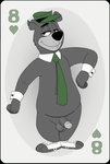 anthro balls bottomless card card_template clothed clothing collar cuff_links cuffs_(clothing) eight_of_hearts erection genitals half-closed_eyes hat headgear headwear heart_symbol hearts_(suit) humanoid_genitalia humanoid_penis looking_at_viewer male narrowed_eyes necktie penis playing_card playing_card_template pork_pie_hat simple_background smile solo spats standing neenya hanna-barbera yogi_bear yogi_bear_(character) bear mammal hi_res