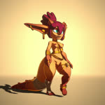 big_butt butt clothed clothing ear_piercing feet female fingers genitals goblin_female gold_(metal) hair horn jewelry nipple_piercing nipples not_furry partially_clothed piercing pussy red_hair ring ring_piercing short_stack solo stylized tail teeth thick_thighs toes walking palurdas_arts goblin humanoid 1:1 3d_(artwork) 3d_animation animated digital_media_(artwork) hi_res no_sound short_playtime webm