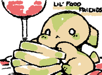 :< ambiguous_gender anthro bald black_text blush blush_lines caption chibi cookie empty_eyes face_squish feet food green_blush green_body green_ears handpaw hindpaw multicolored_ears noseless pawpads paws semi-anthro short_tail simple_background simple_eyes sitting solo squigglevision squish tail tan_body tan_ears text two_tone_ears white_background white_eyes ligma_(artist) canid canine canis domestic_dog food_creature mammal 2025 animated digital_media_(artwork) english_text flat_colors full-length_portrait low_res portrait wigglypaint_(artwork)
