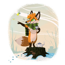 anthro biped cold container cup ear_tuft eyewear fur glasses green_eyes male outside scarf snow solo standing tea_cup teapot tree_stump tuft whiskers wind winter fox_&_brownsugar ambient_arthropod ambient_firefly ambient_insect arthropod canid canine fox mammal 1:1 hi_res