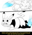 breasts clothing cosplay_pikachu_(costume) costume duo female text uvula fidchellvore nintendo pokemon cosplay_pikachu_(character) fan_character hildegard_(fidchellvore) pikachu_libre generation_1_pokemon generation_4_pokemon lucario pikachu pokemon_(species) 2019 comic female_(lore)